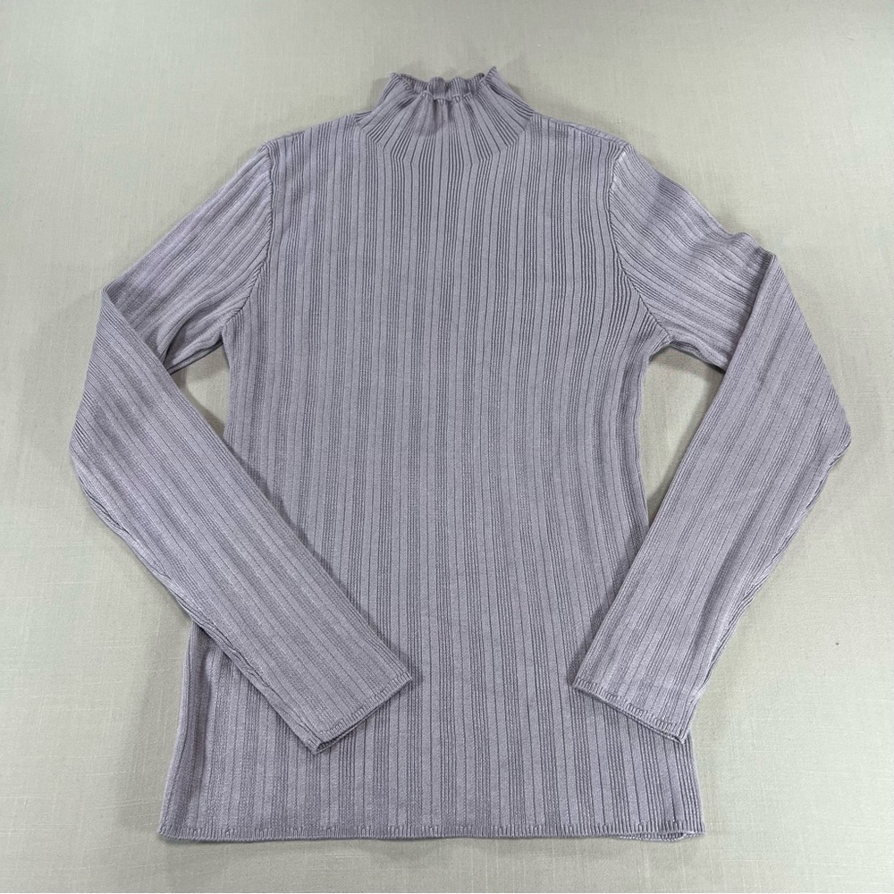 Abercrombie & Fitch Ribbed Mock Neck Sweater Large NWT Lavender Knit Long Sleeve - Picture 10 of 11